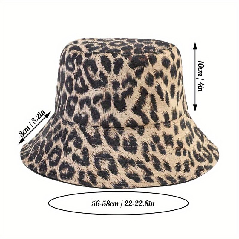Leopard Print Bucket Hats Reversible Panama Breathable Sun Protection Fisherman Hat For Men Women Summer Sports Hiking Bob Cap