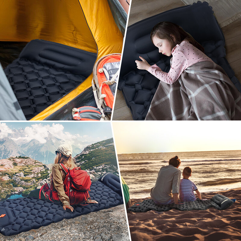 Outdoor karimata Camping nadmuchiwany materac wbudowana pompa ultralekka poduszka powietrzna mata podróżna z zagłówkiem do podróży pieszych
