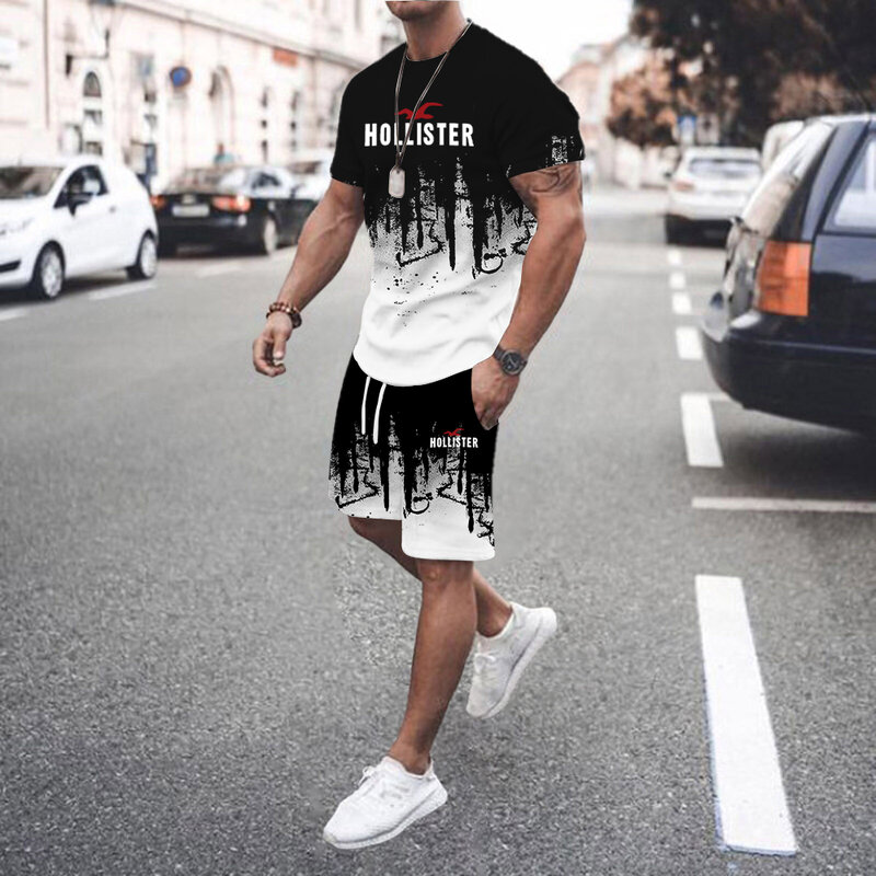 Men's Casual Trendy Sports Suit Shorts Gym Outfit Running Quick-dry Korean Style Short Sleeve T-shirt Shorts
