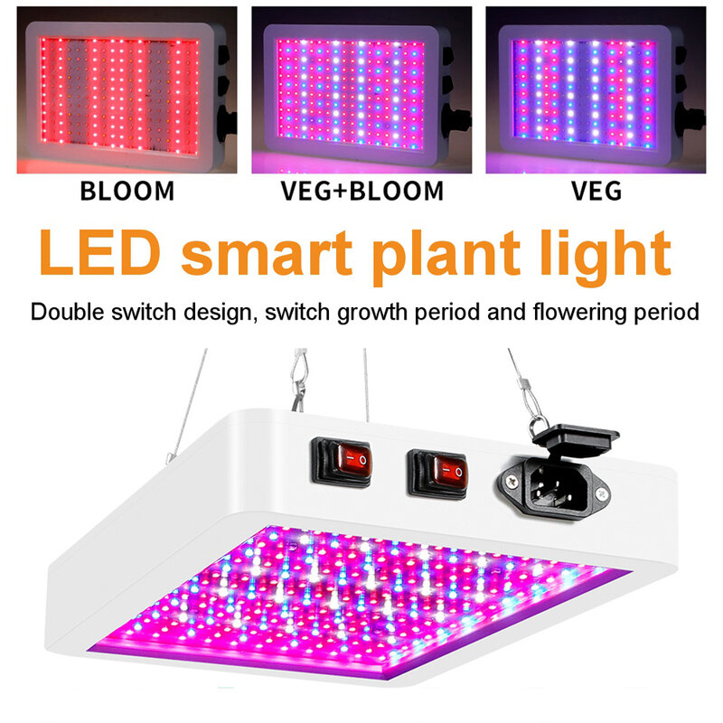 216 LED تنمو ضوء الطيف الكامل النبات تنمو ضوء الخضار بلوم مصباح داخلي النبات تزايد ضوء الدفيئة حديقة الولايات المتحدة/الاتحاد الأوروبي التوصيل