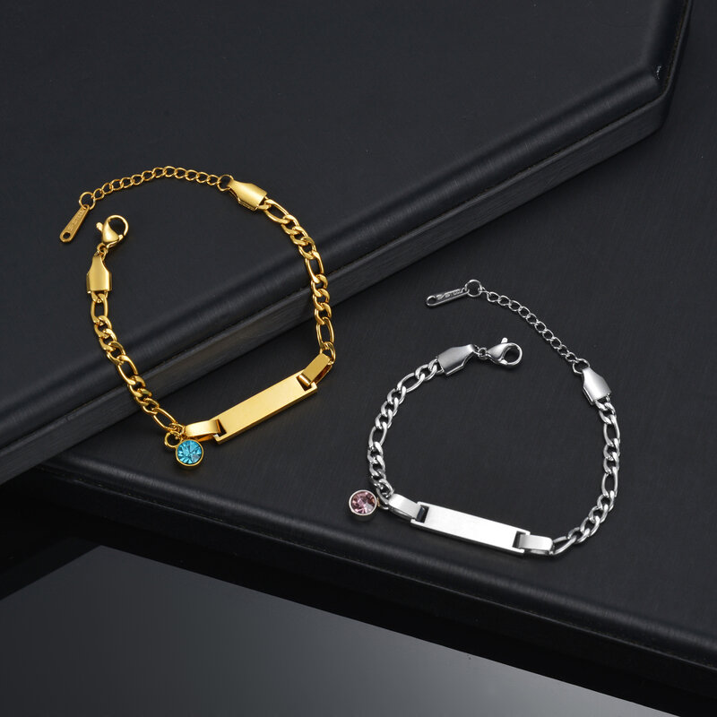 Atoztide-pulseira de aço inoxidável com nome personalizado e data, corrente ajustável, presente da jóia para mulheres e crianças