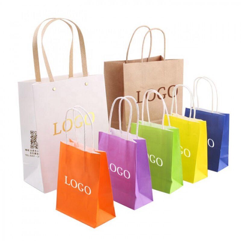 ハンドル付きショッピングバッグ,パーソナライズされた印刷ロゴ,さまざまな色,カスタム製品,高級品