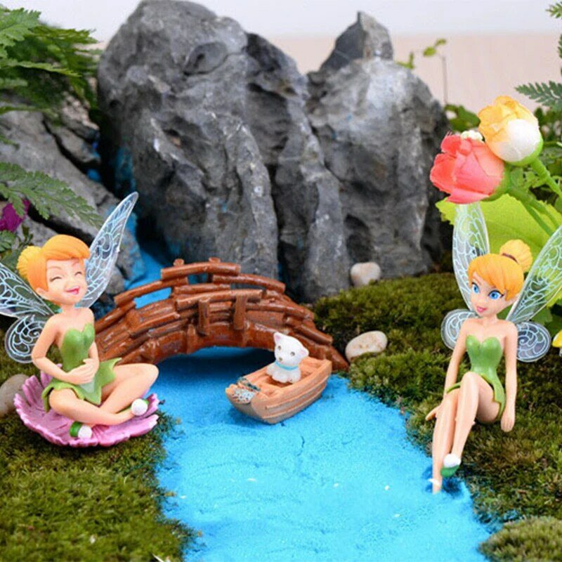 Disney-Flower Fairy Bell Figura Modelo, Figuras Anime, Brinquedos Princesa Elf, Decoração de Bolo, Ornamento para Crianças, Tinker Gift, 6 peças