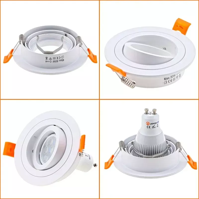 Ajustável LED Spot Light Frame, Suporte da lâmpada, Preto, Branco, Escova, Prata, Cromo Downlight, Alta Qualidade, GU10, MR16