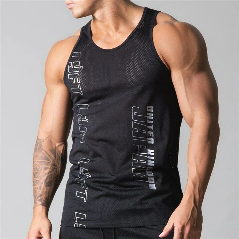 Mannen Casual Mesh Ademend Workout Gym Mannen Vest Muscle Mouwloze Sportkleding Shirt Mode Bodybuilding Vest Fitness Vest