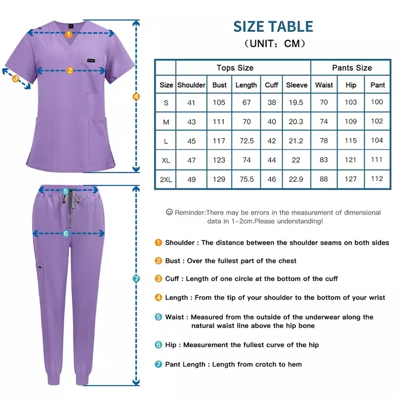 Multicolor Unisex Workwear Short Sleeved Nurse Hospital Doctor Medical Scrubs Sets Dental Vet Surgery Uniform Tops+Jogging Pants