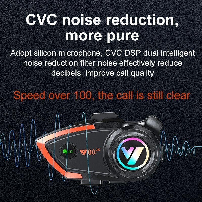 Y80 2X domofon do kasku motocyklowego zestaw słuchawkowy Bluetooth V5.3 połączenie głośnomówiące bezprzewodowa redukcja szumów wodoodporny domofon 1000M