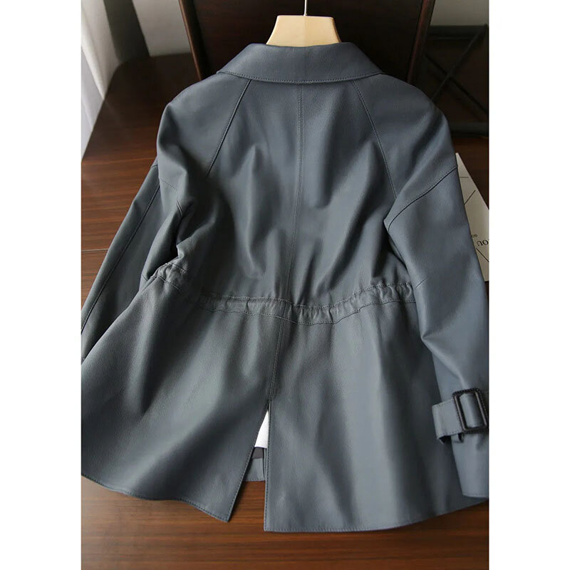 Модная кожаная куртка для женщин в западном стиле средней длины весна-осень 2024 новые свободные корейские тонкие женские ветрозащитные топы из искусственной кожи