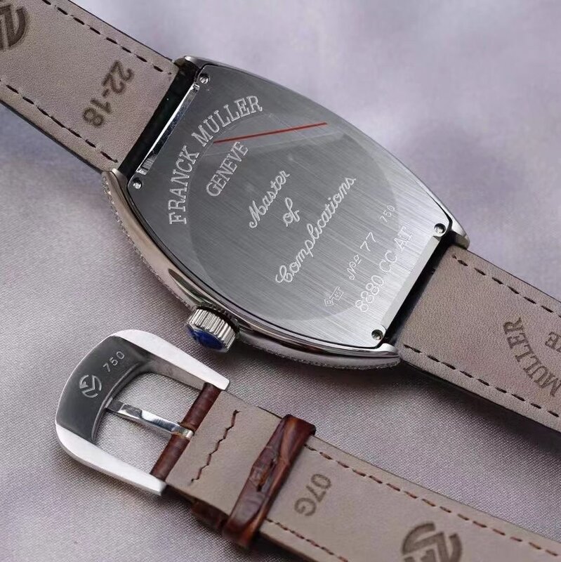 FRANCK MULLER Watch for Men Automatic Mechanical Watch Luxury Fashion Original Sapphire Mirror Leather Strap Men's Watch Tonneau