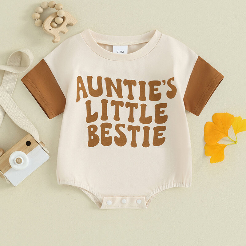 Baby Girl Boy Sweatshirt Romper Aunties Little Bestie Long Sleeve Bubble  Bodysuit Fall Winter Clothes