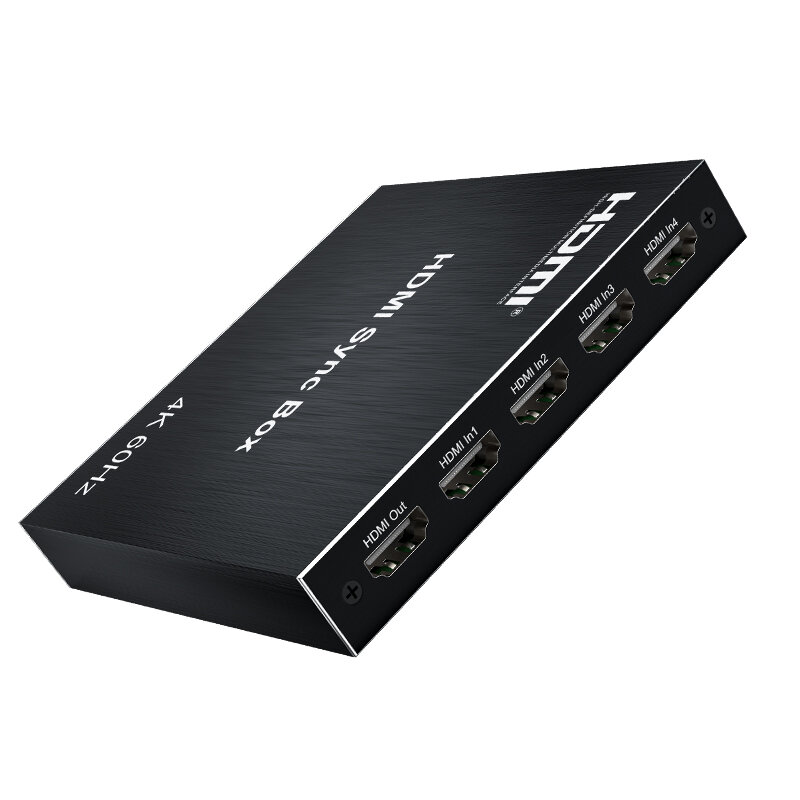4k @ 60hz luz usb preto hdmi switcher sincronização caixa 4x1 hdmi luz de vídeo sincronizador