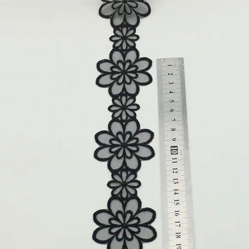 Вышивка из органзы, Тюлевая, черная, аппликация из гипюра, для свадебного платья, рукоделия, шитья, 2022