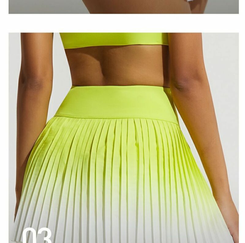 Теннисная юбка для отпуска на весну/лето из двух предметов, Антибликовая градиентная юбка с высокой талией, Спортивная Короткая юбка для фитнеса