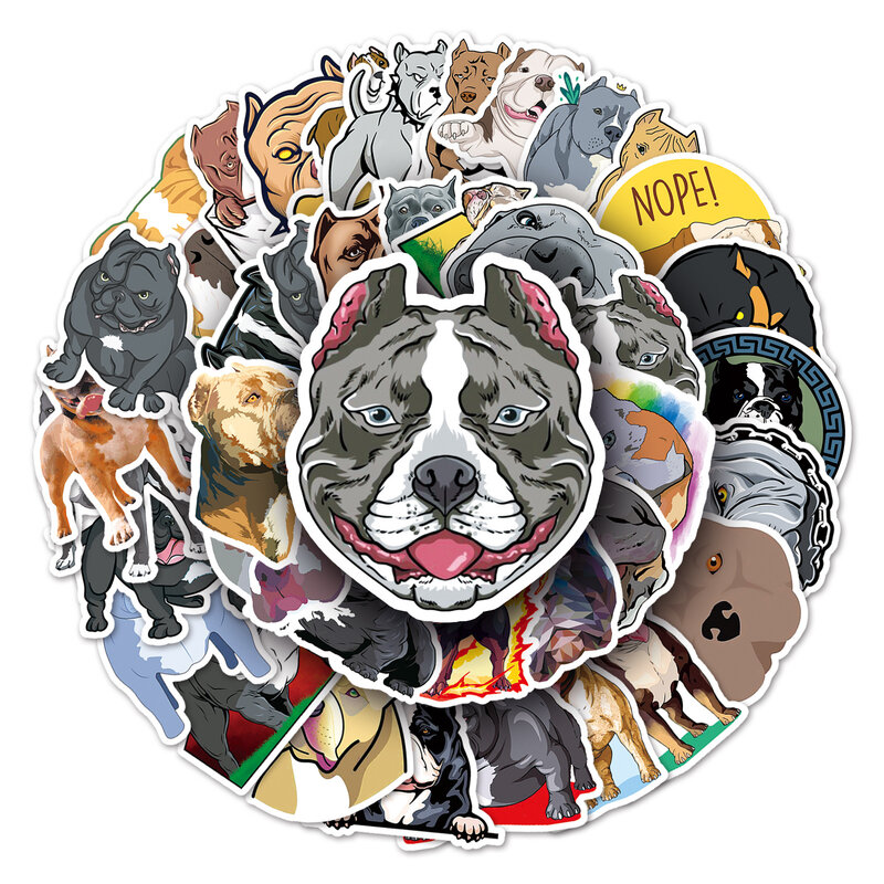 Cartoon Bully Dog Series Graffiti Adesivos, Adequado para Laptop, Capacetes, Decoração Desktop, Brinquedos DIY, Atacado, 50pcs
