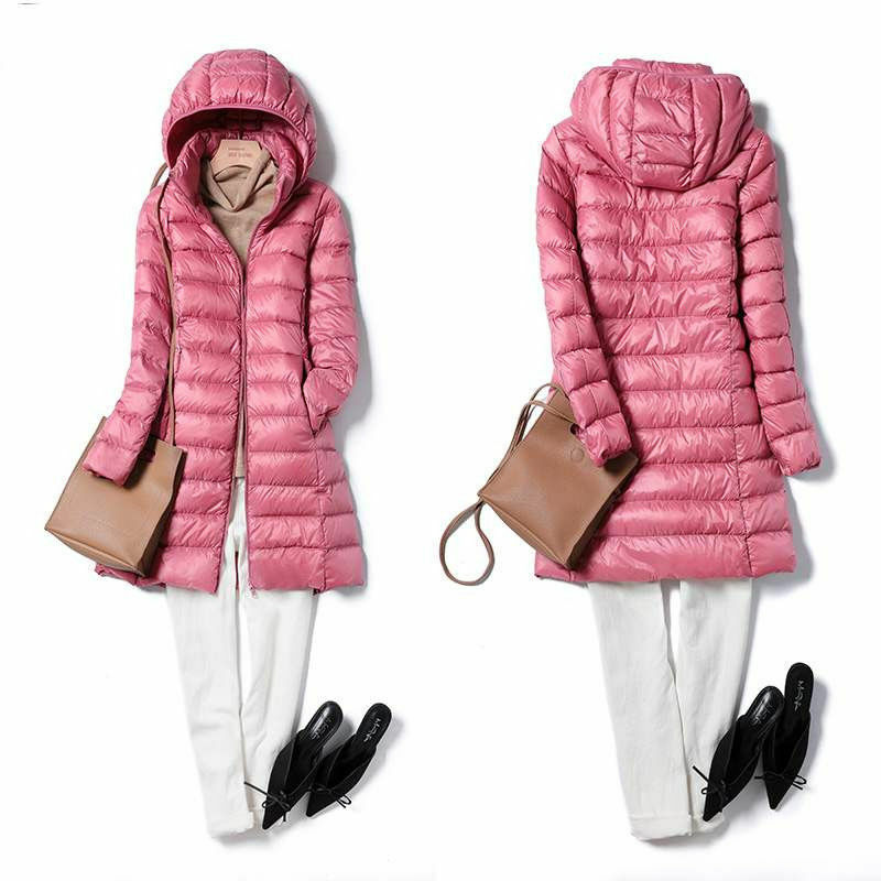 Doudoune à capuche mi-longue pour femme, veste légère, coupe couvertes coréenne, fine, perfecCap légère, automne et hiver