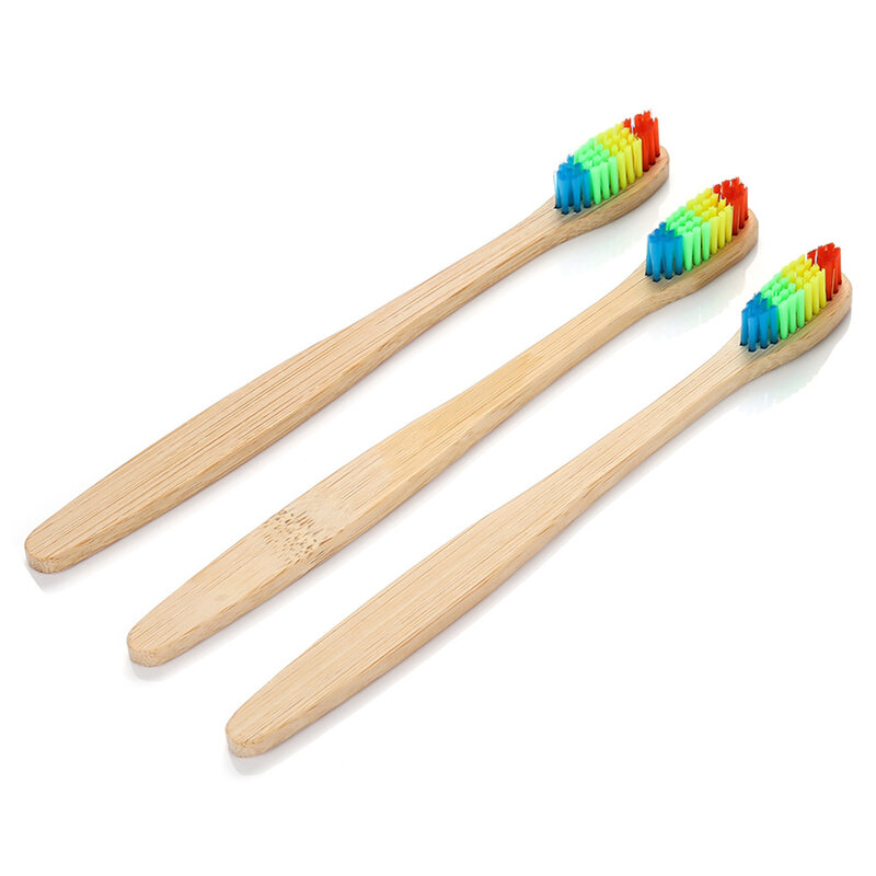 Escova de dentes colorida de bambu macia adulta amigável biodegradável descartável natural de eco dos pces 10