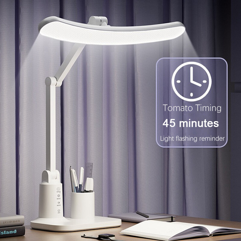 Dimmable LED Table Lamp com proteção para os olhos, USB Rechargable Desk Lamp, Quarto e Leitura, Dormitório