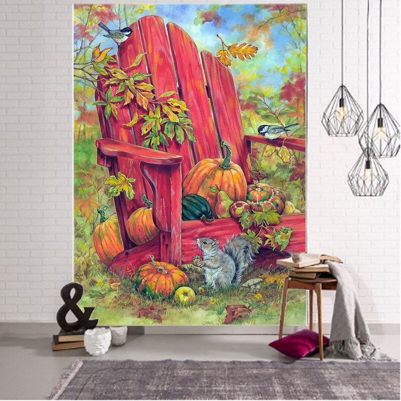 Cartoon autumn Dafengshou (Salad of assorted fresh vegetables) happy background decorative tapestry