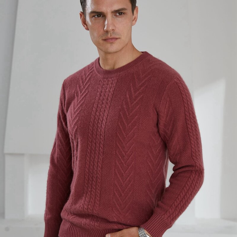 2023 Men Sweater Autumn And Winter Clothing O-neck 100% Goat Cashmere Knitted Male Thicker Pullovers High Quality Jumpers