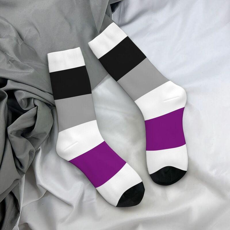 Асексуальные носки с флагом, Супермягкие чулки в стиле Харадзюку, всесезонные длинные носки, аксессуары для подарка унисекс