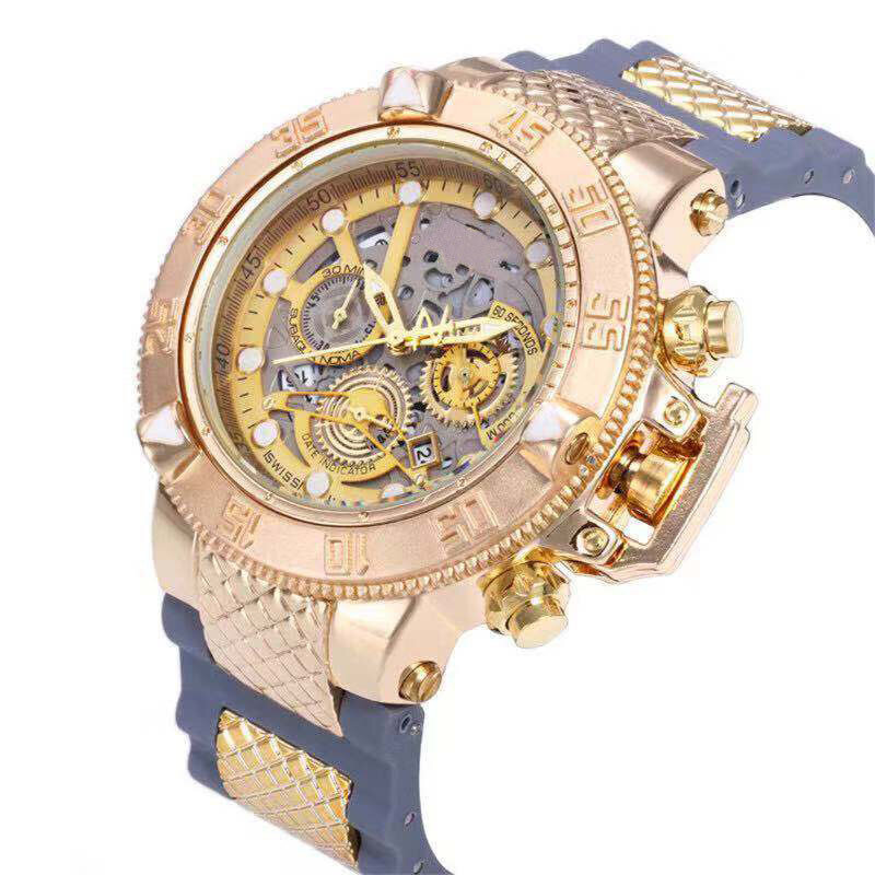 Orologio da uomo cassa in lega da lavoro europea orologio al quarzo impermeabile cinturino in Silicone orologio con quadrante grande abbinamento moda Casual