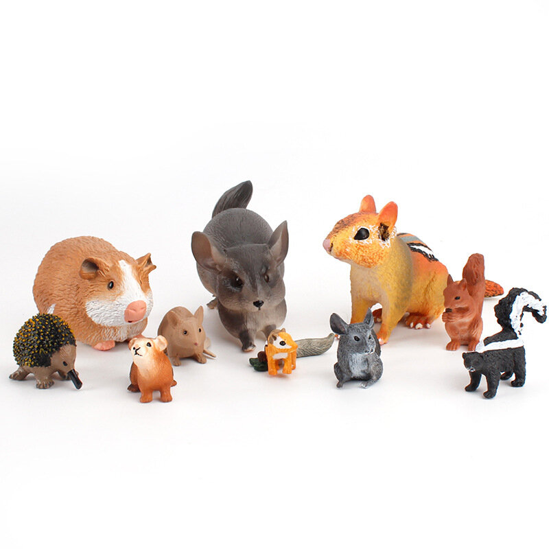 어린이 계몽 인지 야생 동물 마우스 모델 기니피그 마우스 점 다람쥐 PVC 솔리드 핸드 헬드 펜던트, 어린이 선물