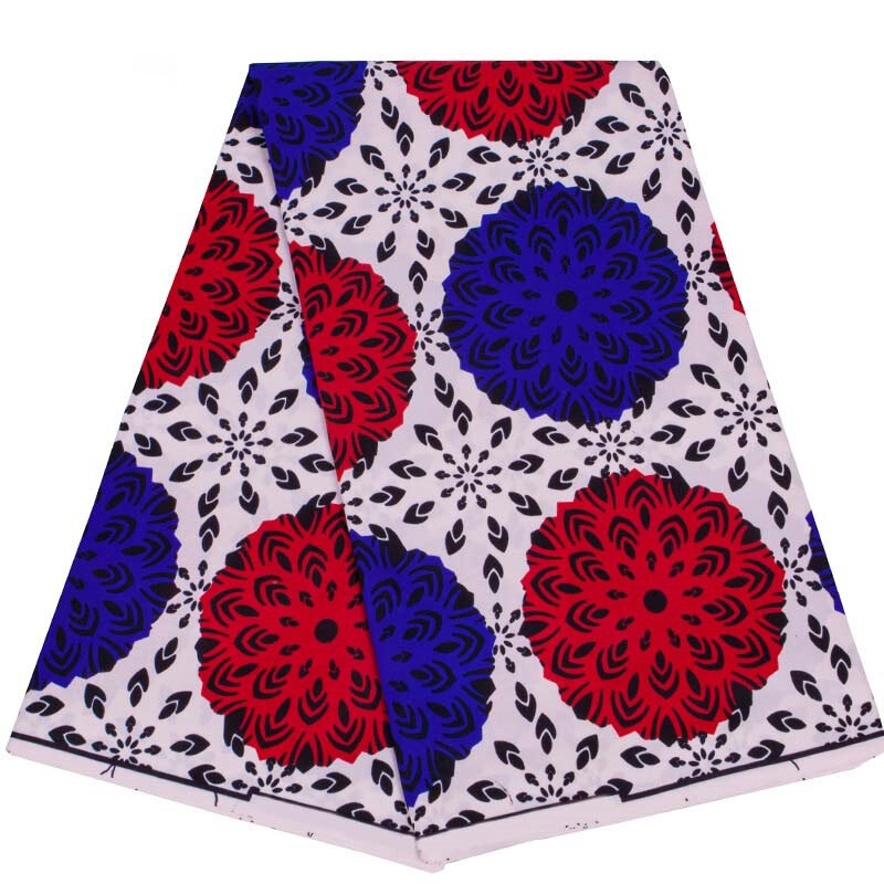 Tela de cera con estampado Real de Ankara, tela de poliéster de retales para ropa de vestido, tela lisa con estampado geométrico, 6 yardas