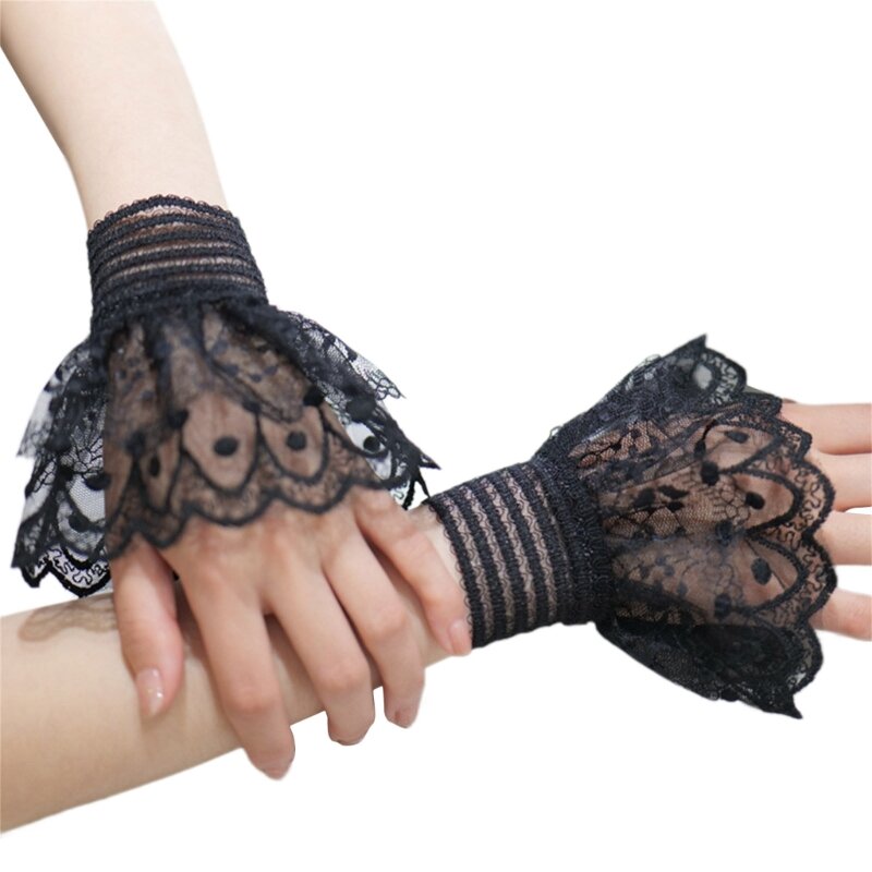 Rękawy mankietami koszuli Faux rękawy Ubrania damskie Dekoracyjne, marszczone koronkowe rękawy