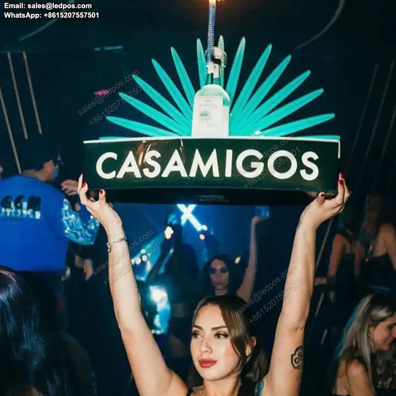 Neon Glow Casamigos Tequila Fles Presentator Led Champagne Glorifier Display Vip Fles Service Voor Party Nachtclub Loungebar