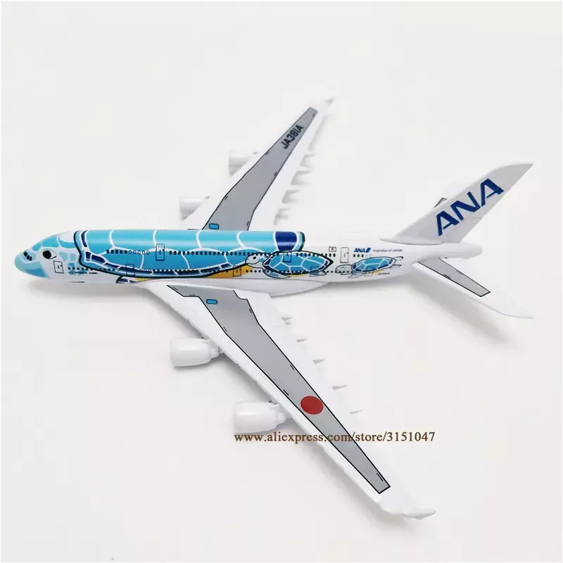 Blauw 16Cm Air Japan Ana Cartoon Zeeschildpad Airbus A380 Airways Airlines Metalen Legering Vliegtuig Model Vliegtuig Diecast Vliegtuigen