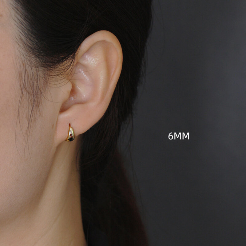 WANTME 925 Sterling Silver Simple Wide Huggies Gothic Hoop Earrings for Women European Unisex Piercing Rock Jewelry Ear Buckles