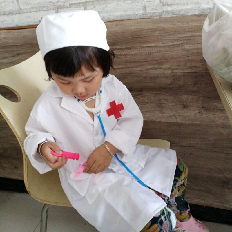 어린이 코스프레 의상, 소년 소녀 의사 간호사 유니폼, 멋진 유아 크리스마스 역할 놀이 의상, 파티복 의사 가운