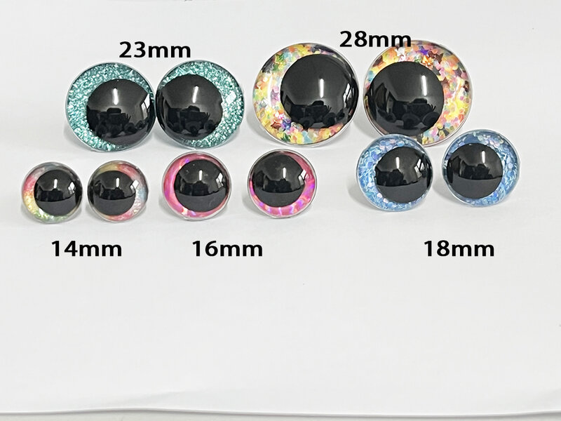 원형 만화 반짝이 장난감 안전 눈 인형 눈동자 눈, 와셔 포함, T10, 12mm, 14mm, 16mm, 18mm, 20mm, 23mm, 28mm, 10 개