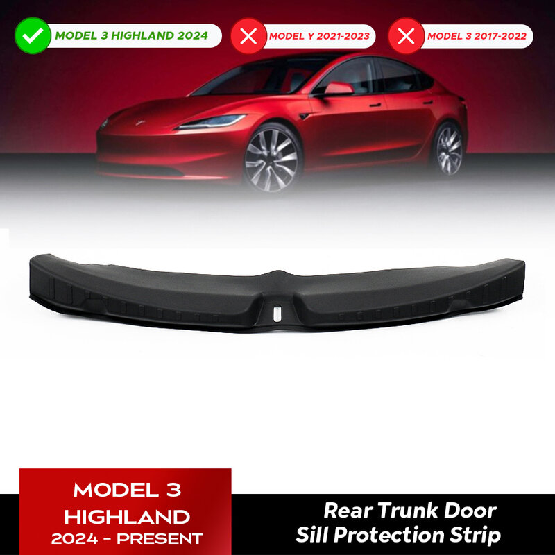Per Tesla nuovo modello 3 Highland 2024 Trunk soglia Strip TPE o coperchio di protezione antigraffio per davanzale posteriore in metallo