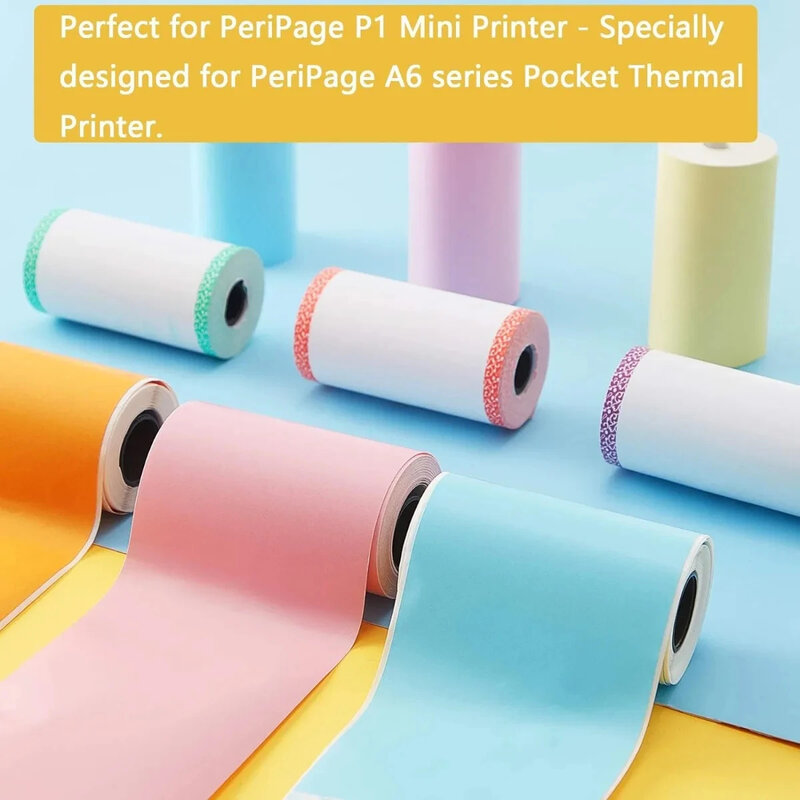 Mini papel de impresión colorido, rollo de papel de impresora térmica de 9 piezas, autoadhesivo imprimible, para impresoras térmicas portátiles