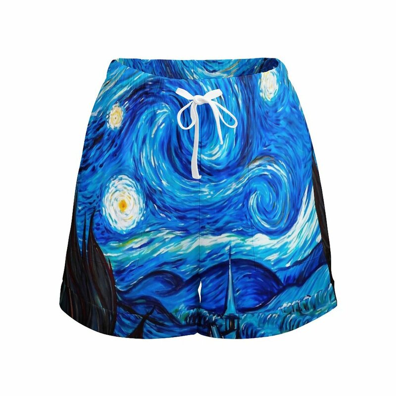 Pantaloncini da notte stellati classici da donna Vincent Van Gogh Street Style pantaloncini stampati vita elastica pantaloni corti oversize pantaloni da spiaggia