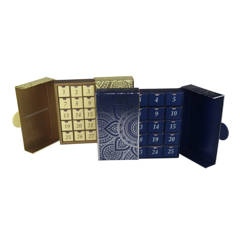 Kunden spezifisches Produkt25 Tage leer benutzer definierte Schönheit Advents kalender Box Silber folie eid Geschenk box