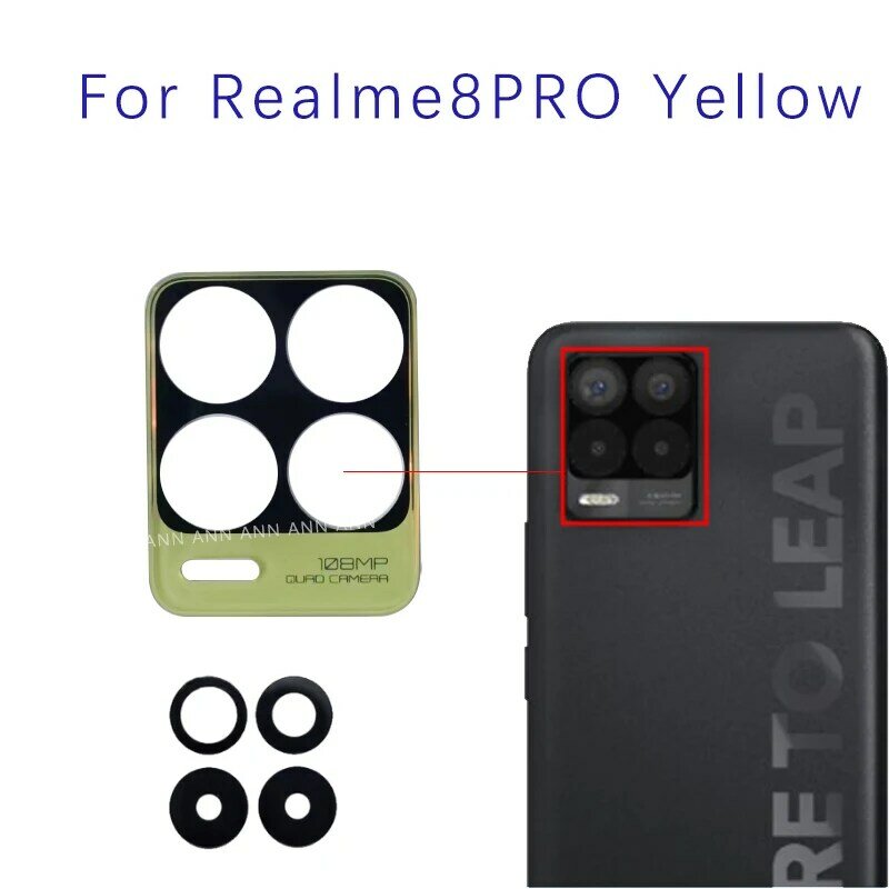 Lente de Cristal para cámara trasera OPPO Realme 8 Pro, piezas de repuesto con pegatina