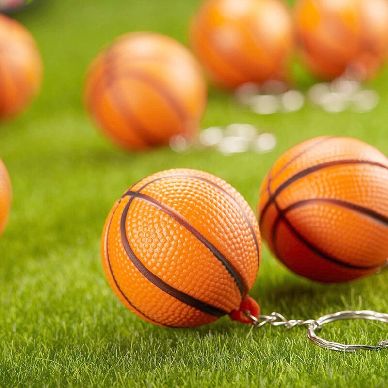 Llaveros de pelota de baloncesto para favores de fiesta, Bola de estrés de baloncesto, recompensa de carnaval escolar, centro de mesa deportivo, paquete de 20