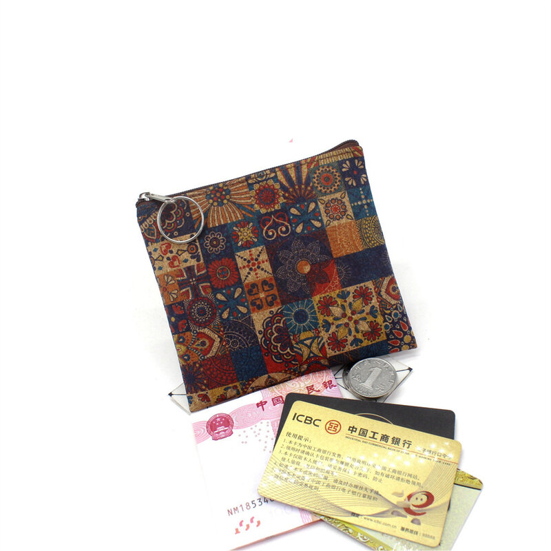 Винтажный цветочный кошелек для монет для женщин, Дамский Ретро кошелек для карт, сумка для ключей на молнии, портативная помада, сумка для хранения банковских карт