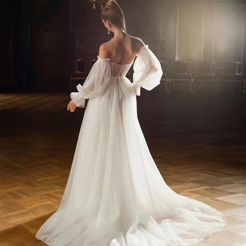 Идеальные Простые Свадебные платья с разрезом и юбкой-годе, искусственное Пятнистое платье с V-образным вырезом, 2024