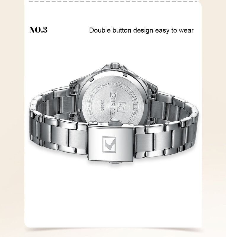 CURREN Fashion Brand coppia orologi per gli amanti semplici orologi da polso classici al quarzo in acciaio inossidabile con lancette luminose