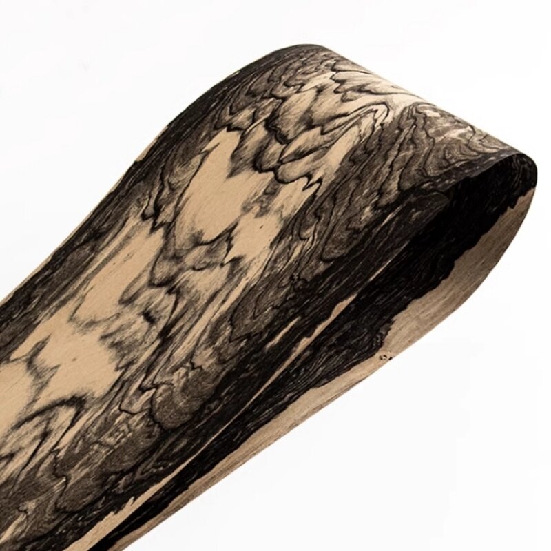 Sândalo natural com padrão de tinta, preto e branco, pele de couro grosso, L: 1,9 m, largura: 27cm, T: 0,4-0,5mm, madeira maciça