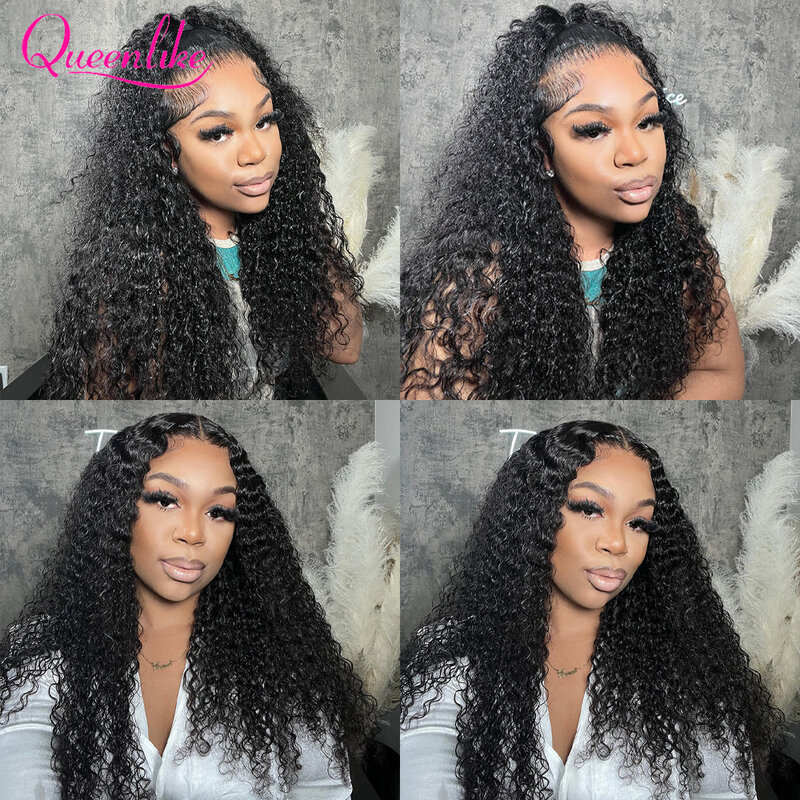 Queenlike 13x4 Water Wave Lace Frontal Human Hair Wig 220 Density Human Hair Wigs for Women 30 32 34 inch Thick Curly Hair Wigs