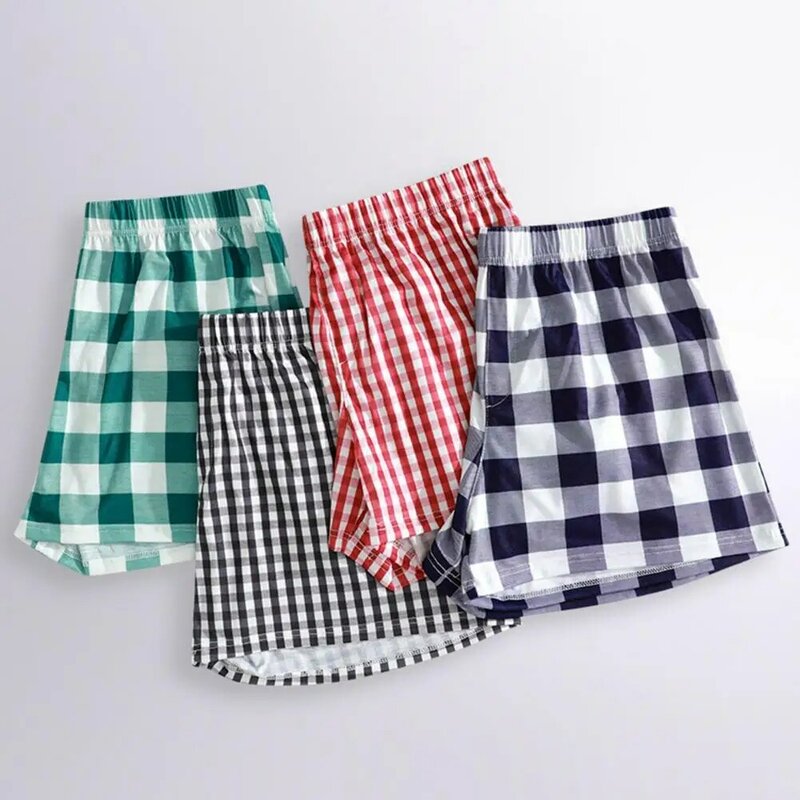 Soft Breathable Shorts Plaid Print Pajamas Shorts for Women Men Elastic Waist Sleepwear Lounge Bottoms Unisex Micro for Sleeping