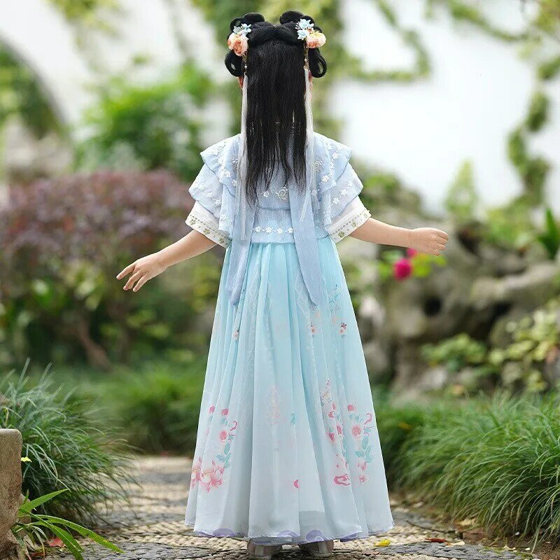 Vestido antigo hanfu chinês para crianças, fantasia de menina cosplay, roupa de verão, vestido de dança hanfu tradicional, 2023