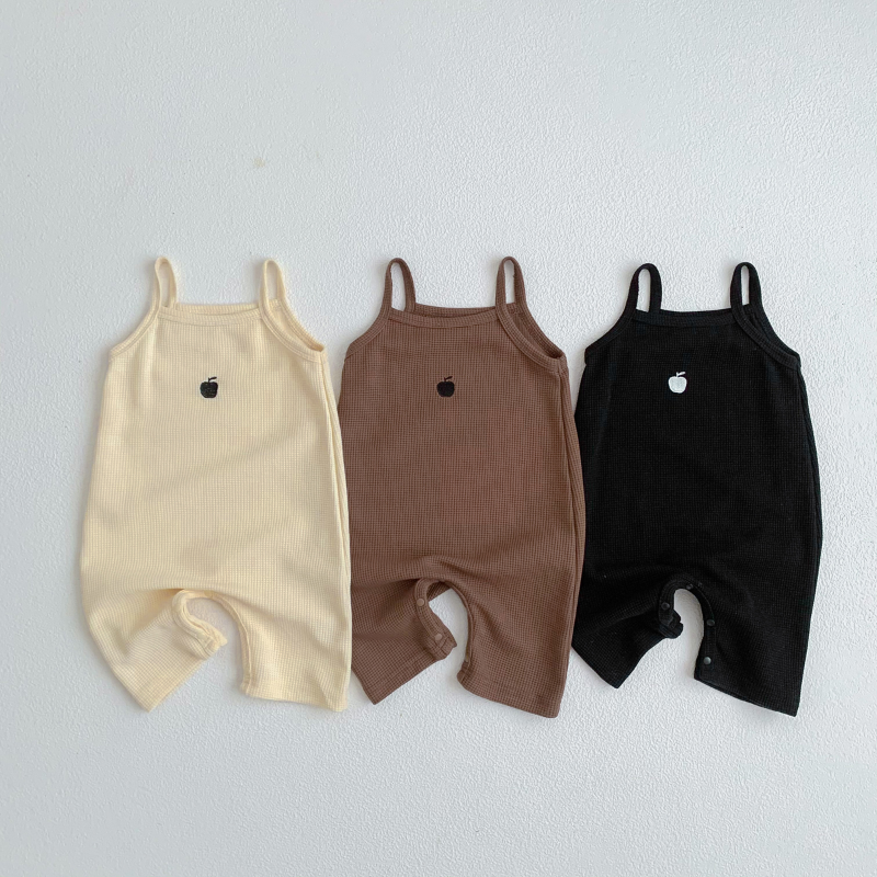 Autumn Baby Overalls Boy Girl Fashion Apple Print Strap Romper Bodysuit