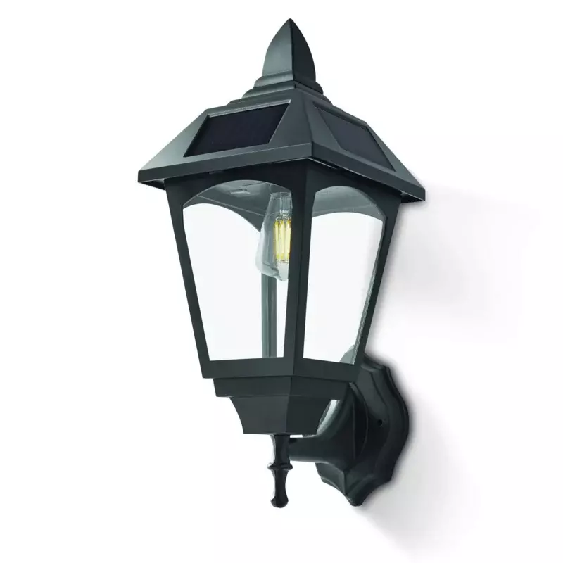 Гиперпрочный датчик движения, Активированный солнечный настенный фонарь, с лампой накаливания, черный