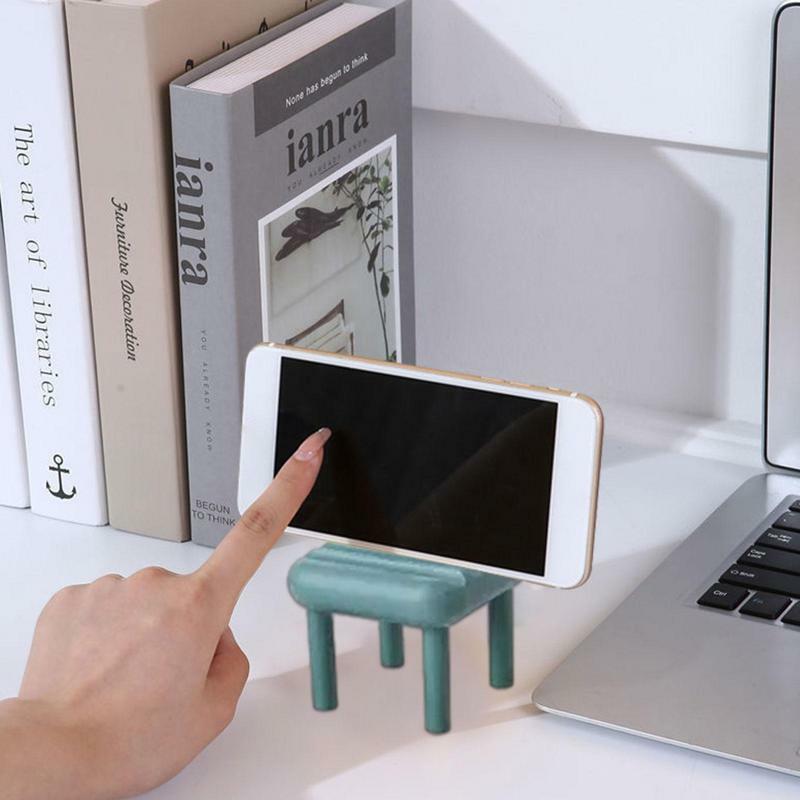 Stojak na telefon w kształcie krzesła telefon Organizer stojak Kawaii dekoracja półka do przechowywania telefon miniwyświetlacz antypoślizgowa podstawa półka