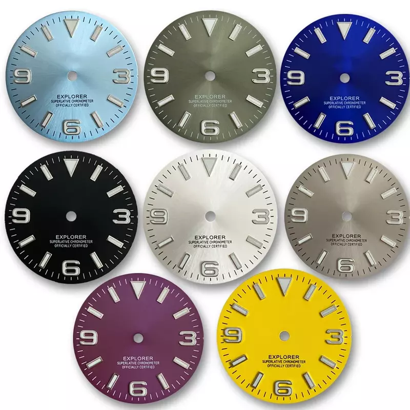 28.5mm Sun Pattern 369 Nails Explorer NH35 Dial Watch Accessories Custom Watch S Logo Dial（BTG）